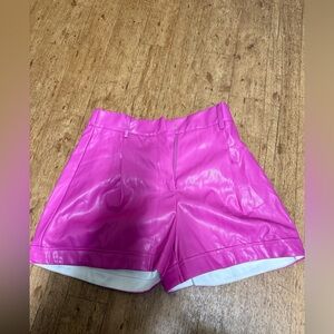 Fuchsia Leather Shorts